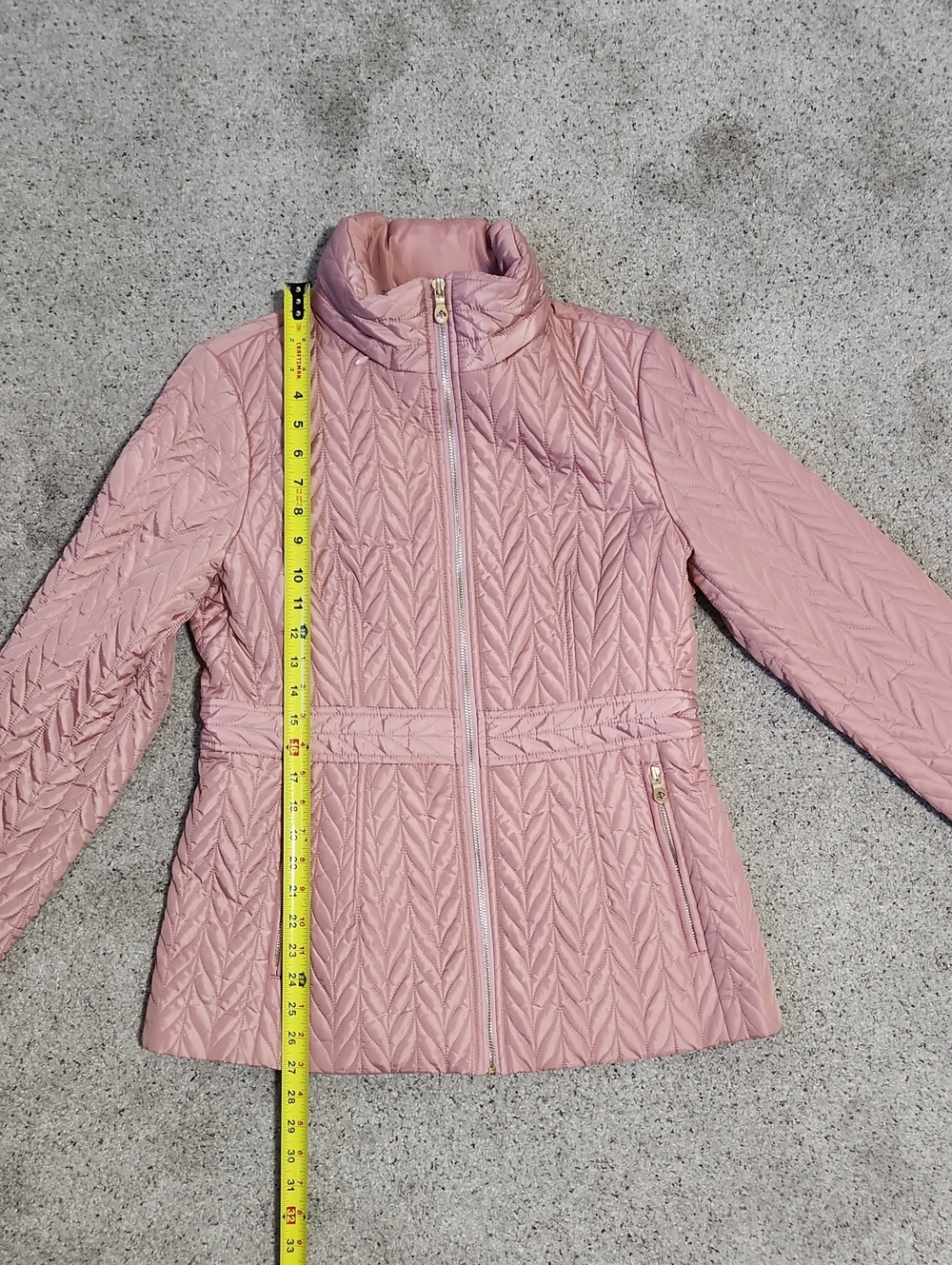 Kate Spade Chevron Quilted Full Zip Hooded Jacket Dusty Rose Size Medium - Picture 11 of 12